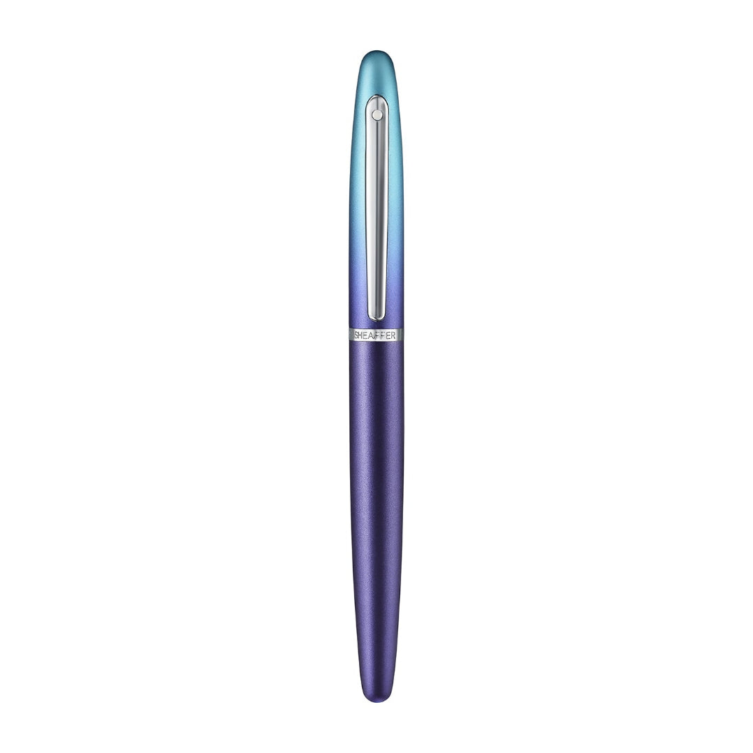 Sheaffer VFM 9430 Expressions Blue and Purple Pearlised Gradient Rollerball Pen with Chrome-Plated Trims front view