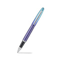 Sheaffer VFM 9430 Expressions Blue and Purple Pearlised Gradient Rollerball Pen with Chrome-Plated Trims angled writing shot