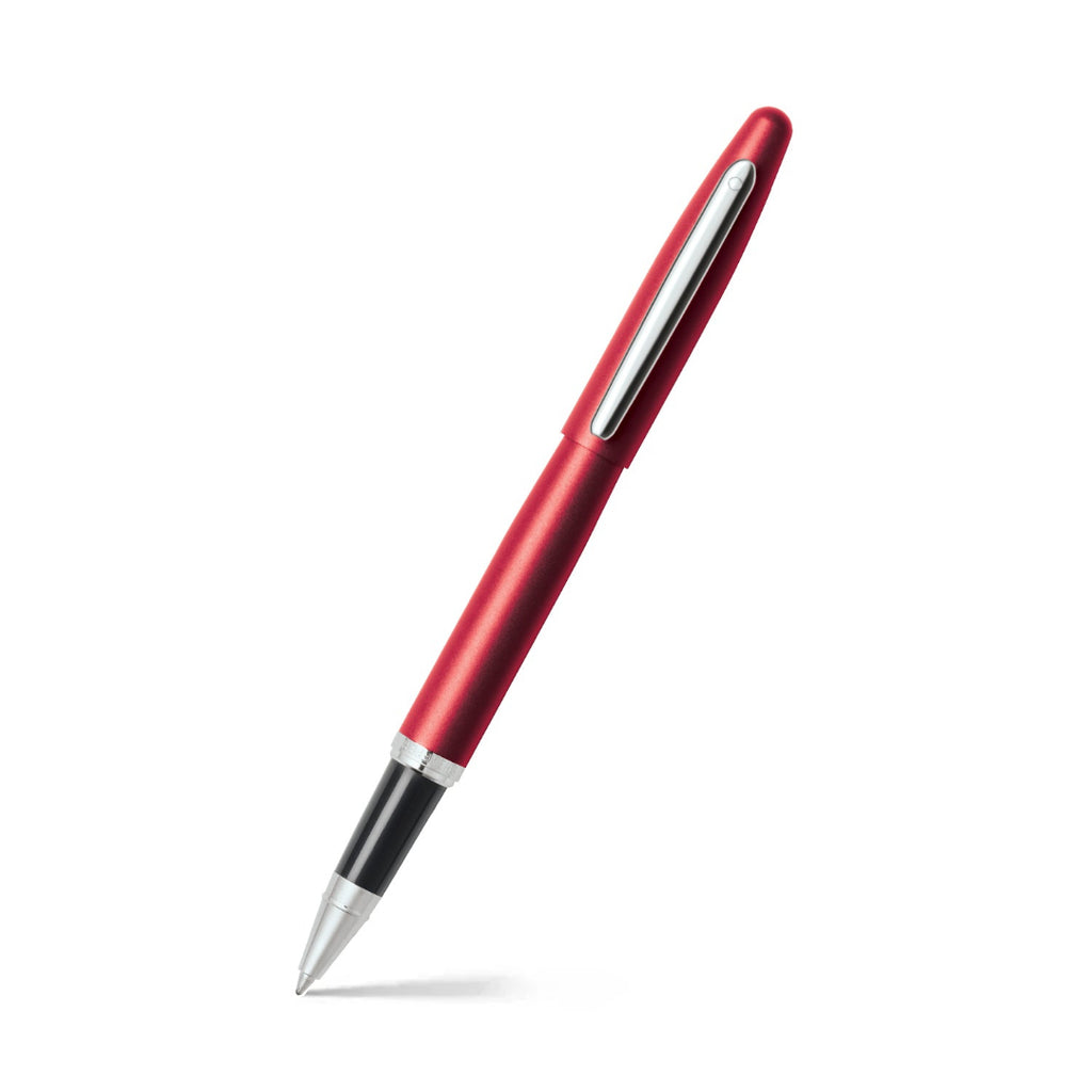 Sheaffer VFM Excessive Red With Chrome Trims Rollerball Pen angled writing shot