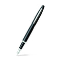 Sheaffer VFM Matte Black Fountain Pen With Chrome Trims angled writing shot