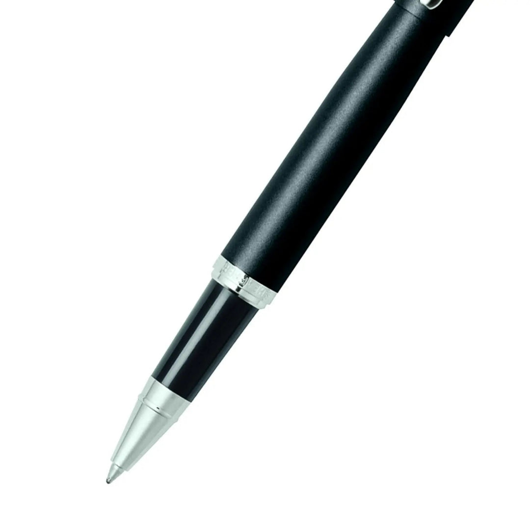Sheaffer VFM Matte Black Rollerball Pen With Chrome Trims barrel and tip section