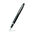 Sheaffer VFM Matte Black Rollerball Pen With Chrome Trims angled writing shot