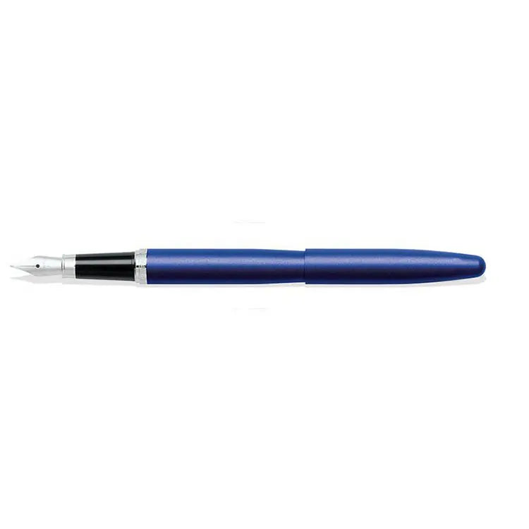 Sheaffer VFM Neon Blue Fountain Pen With Chrome Trims full side profile