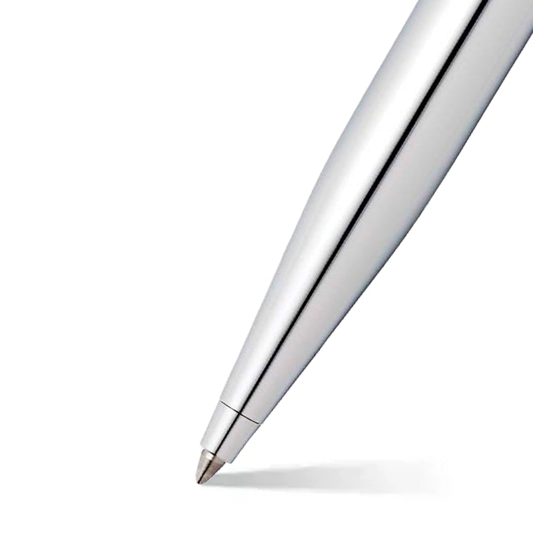 Sheaffer VFM Polished Chrome Ballpoint Pen With Chrome Trims barrel and tip section
