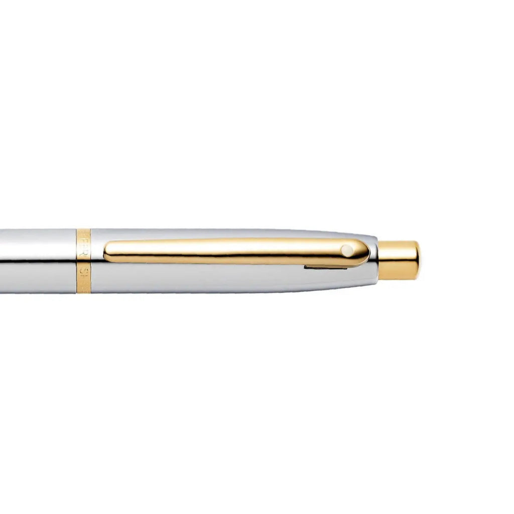 Sheaffer VFM Polished Chrome Ballpoint Pen With Gold Trims clip details