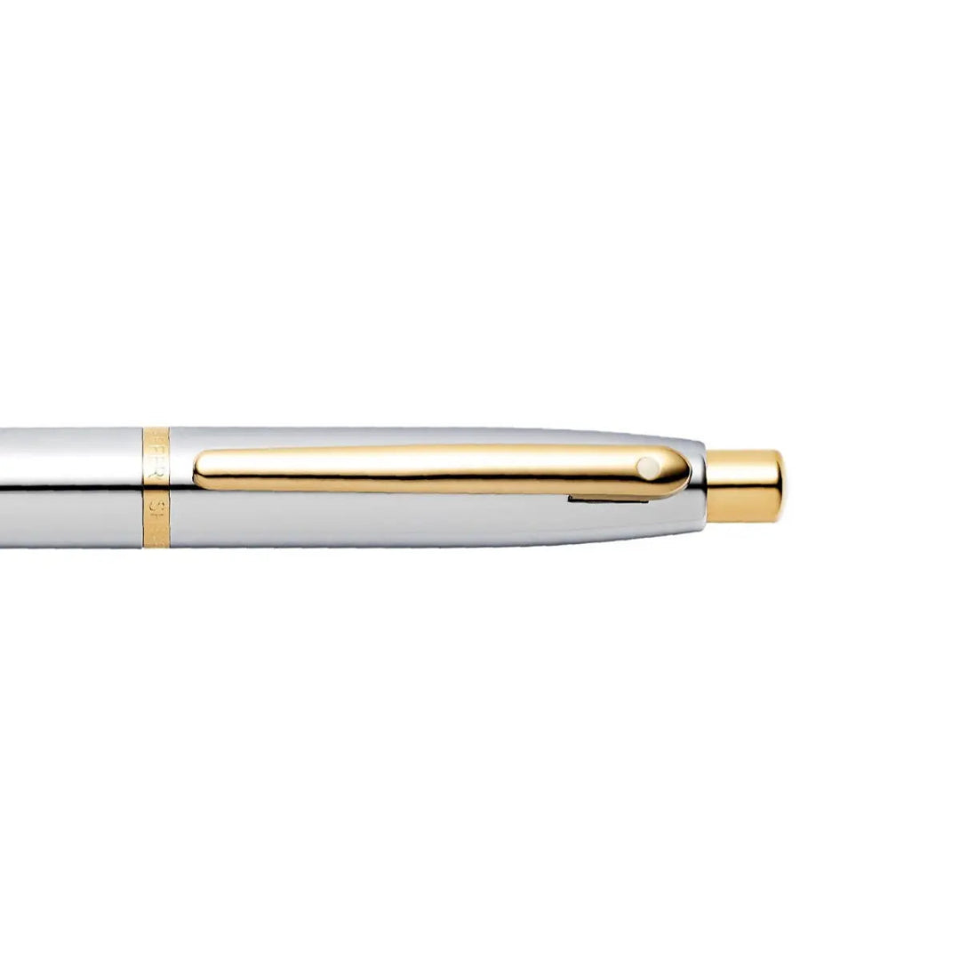 Sheaffer VFM Polished Chrome Ballpoint Pen With Gold Trims clip details
