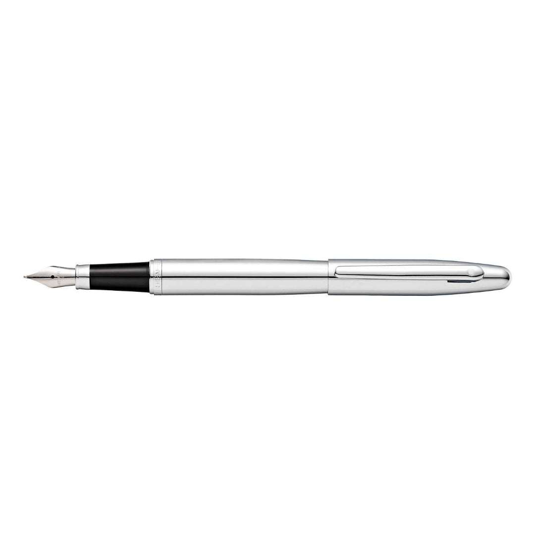 Sheaffer VFM Polished Chrome Fountain Pen With Chrome Trims full side profile