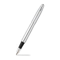 Sheaffer VFM Polished Chrome Fountain Pen With Chrome Trims angled writing shot