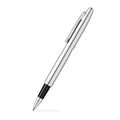 Sheaffer VFM Polished Chrome Rollerball Pen With Chrome Trims angled writing shot