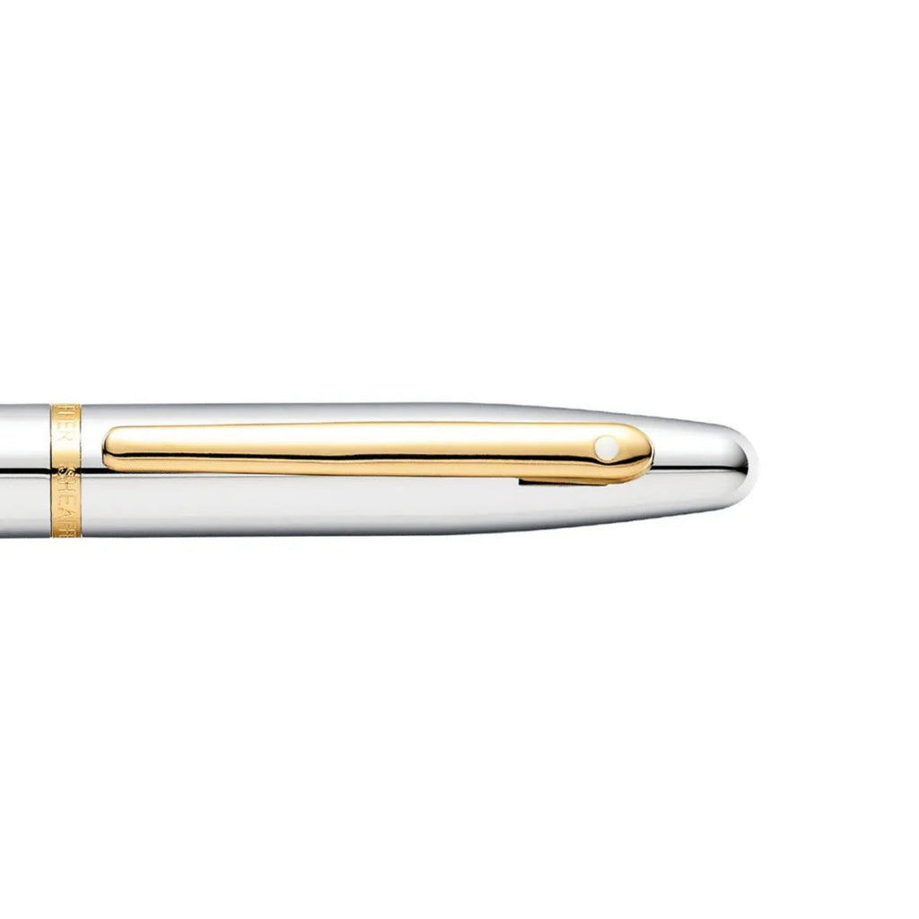 Sheaffer VFM Polished Chrome Rollerball Pen With Gold Trims clip details+AI553