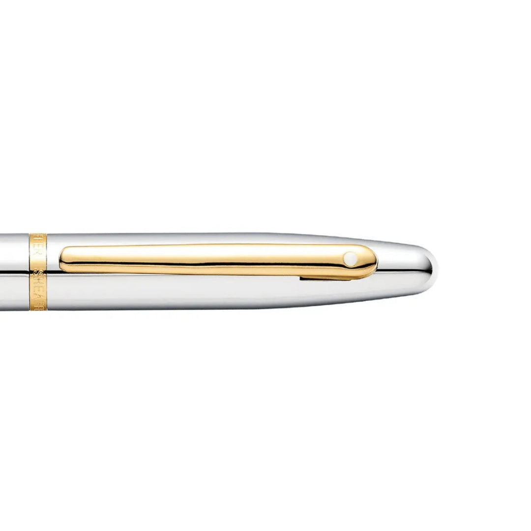 Sheaffer VFM Polished Chrome Rollerball Pen With Gold Trims clip details+AI553