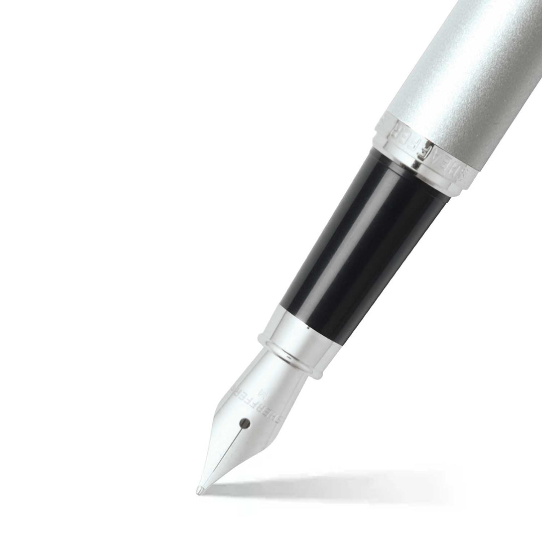 Sheaffer VFM Strobe Silver Fountain Pen barrel and tip section