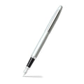 Sheaffer VFM Strobe Silver Fountain Pen angled writing shot