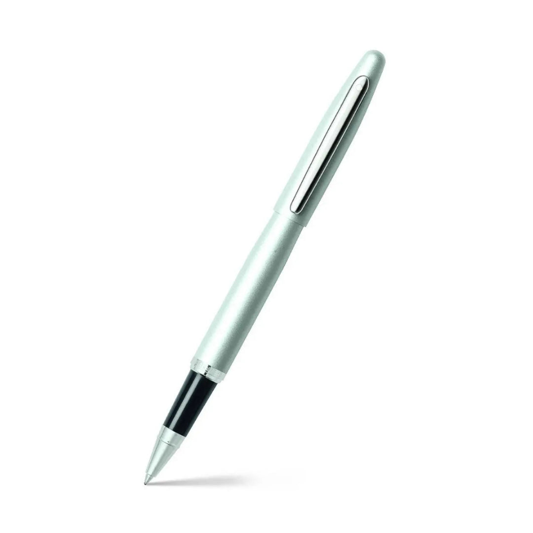 Sheaffer VFM Strobe Silver Rollerball Pen angled writing shot