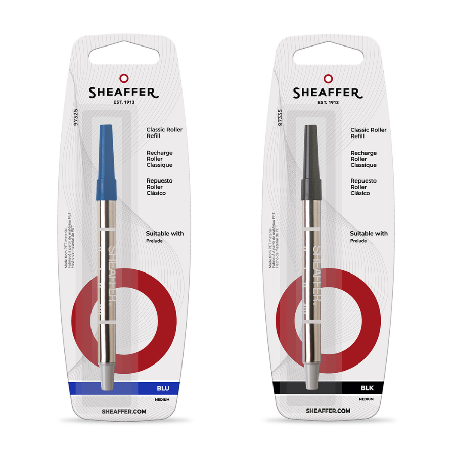 Sheaffer Classic Rollerball Refill Blister Card Medium Nib in blue and black packaging